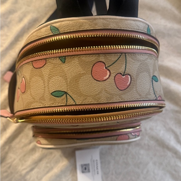 Coach Tan and Pink Cherry Print Women's Bag - Picture 3 of 6